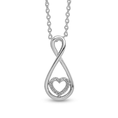 0.05 CT. T.W. Natural Diamond Infinity with Heart Pendant in Sterling Silver