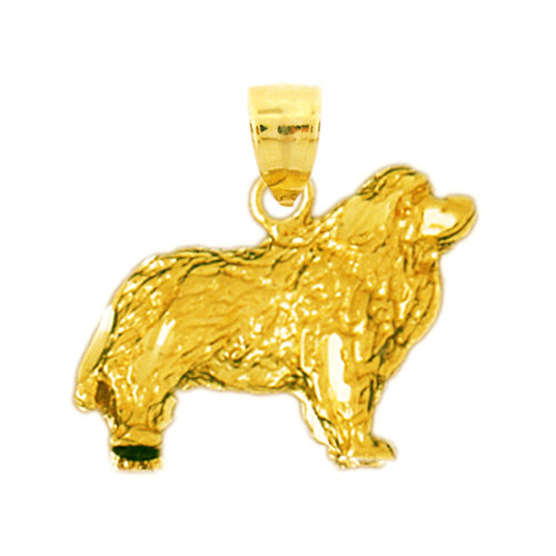 14K Gold Long Haired Dog Pendant