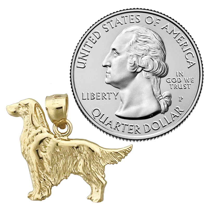 14K Gold Irish Setter Dog Pendant
