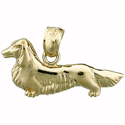 14K Gold Long Haired Dachshund Charm