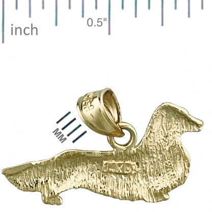 14K Gold Long Haired Dachshund Charm