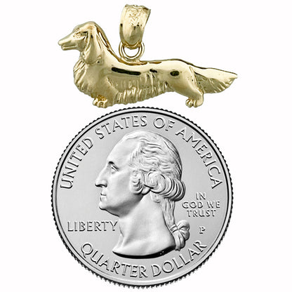 14K Gold Long Haired Dachshund Charm