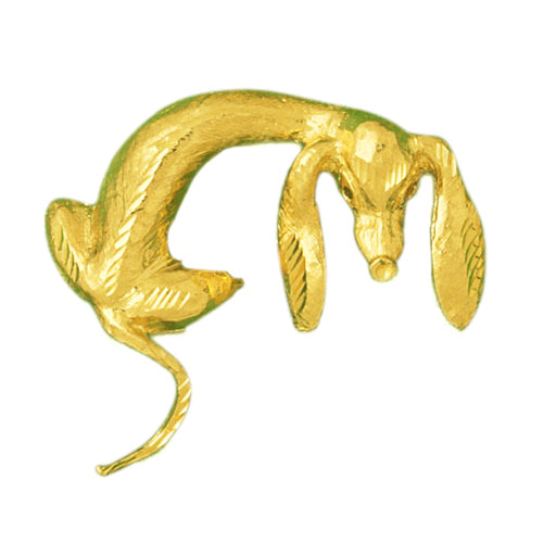 14K Gold Skinny Dachshund Pendant
