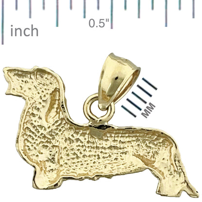 14K Gold 24MM Wire Haired Dachshund Pendant