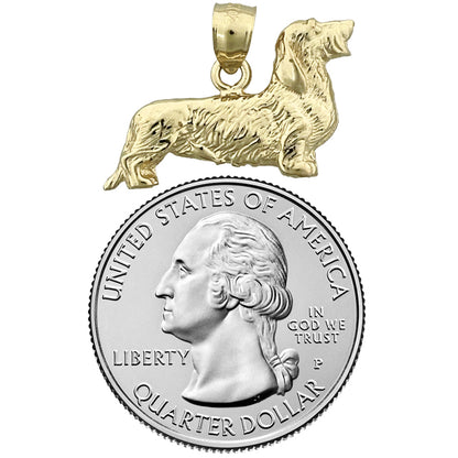 14K Gold 24MM Wire Haired Dachshund Pendant