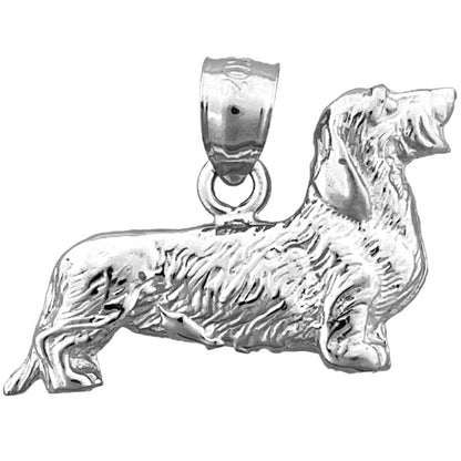 14K Gold 24MM Wire Haired Dachshund Pendant