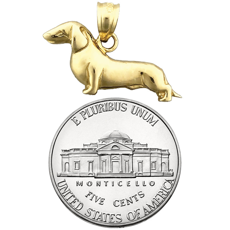 14K Gold Dachshund Hound Charm