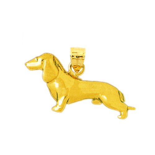 14K Gold Dachshund Hound Pendant