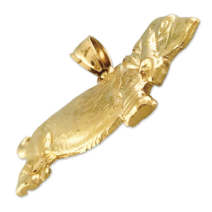 14K Gold 40MM Basset Hound Pendant