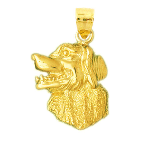 14K Gold Panting Dog Face Charm