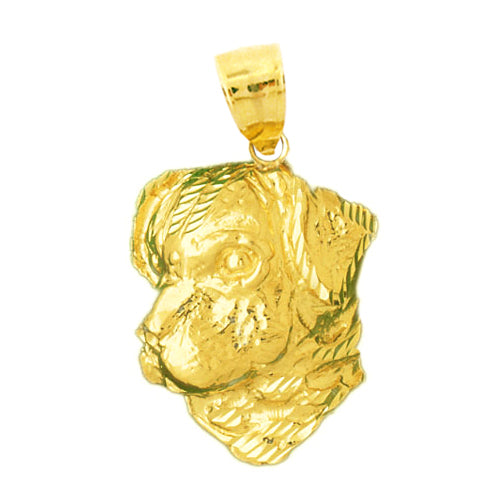 14K Gold 20MM Dog Face Pendant
