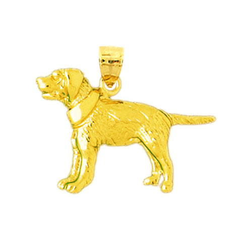 14K Gold Dog with Collar Pendant