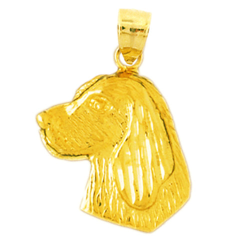 14K Gold Dog Head Pendant