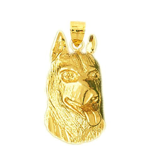 14K Gold 25MM Dog Head Pendant