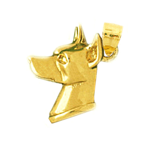 14K Gold Dog Head Charm
