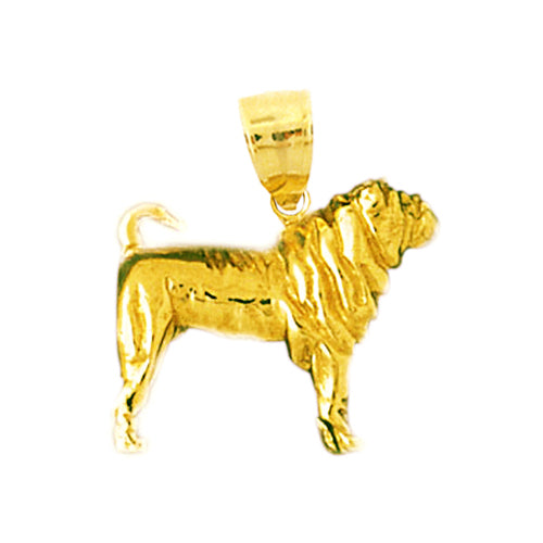 14K Gold 3D Bulldog Pendant