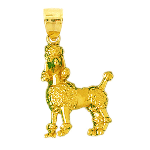 14K Gold 32MM Poodle Pendant
