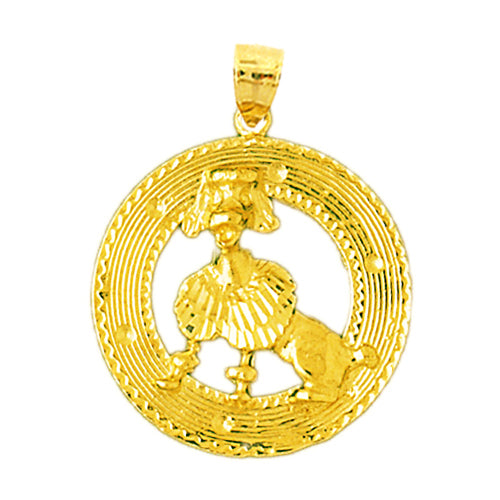 14K Gold Poodle Pendant Medallion