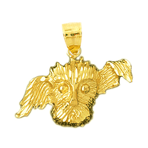 14K Gold Lhasa Apso Dog Face Pendant