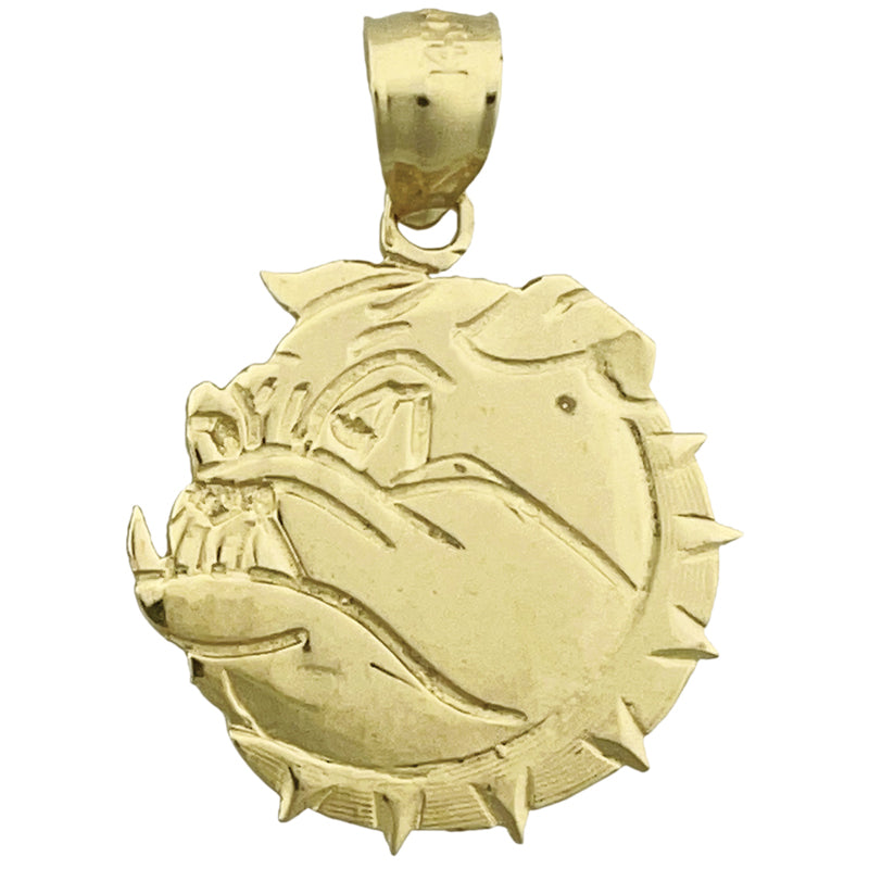 14K Gold Spiked Collar Bulldog Pendant