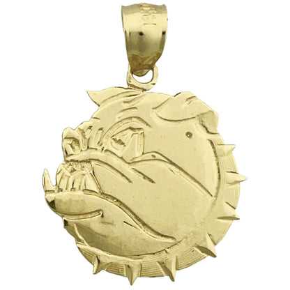 14K Gold Spiked Collar Bulldog Pendant