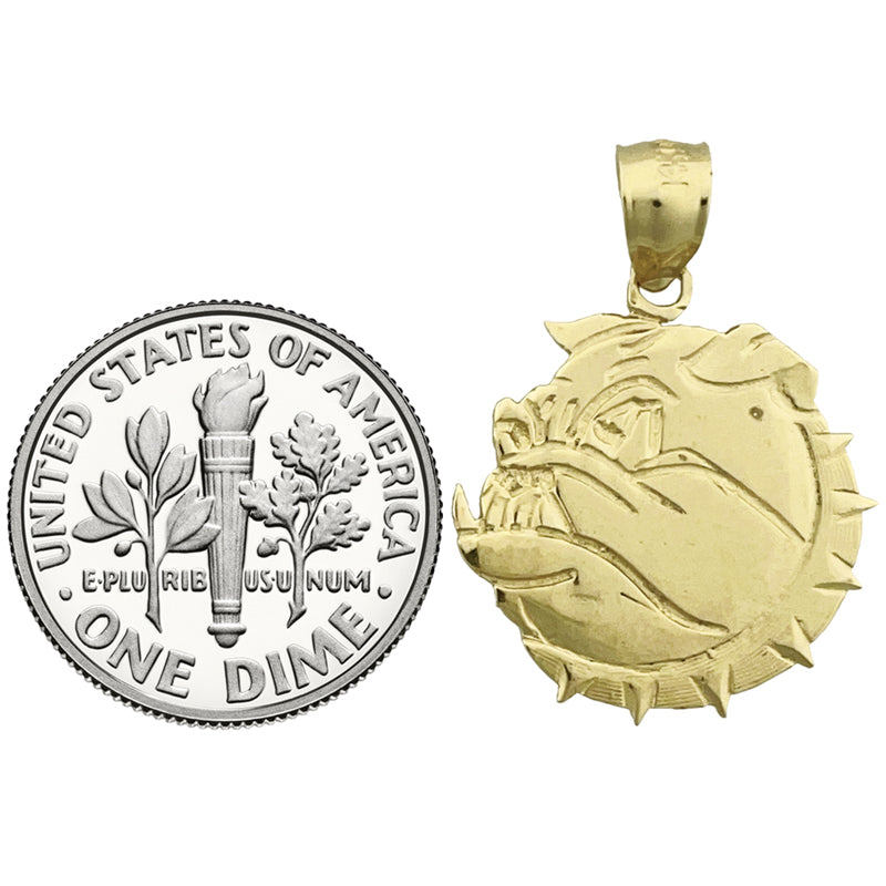 14K Gold Spiked Collar Bulldog Pendant