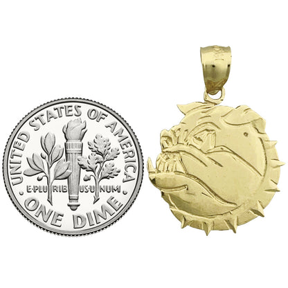 14K Gold Spiked Collar Bulldog Pendant