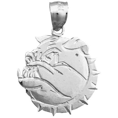 14K Gold Spiked Collar Bulldog Pendant