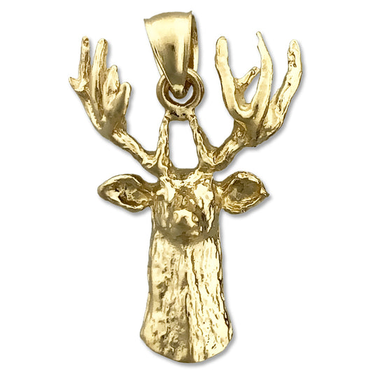 14K Gold Deer Head Pendant