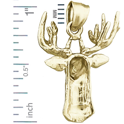 14K Gold Deer Head Pendant