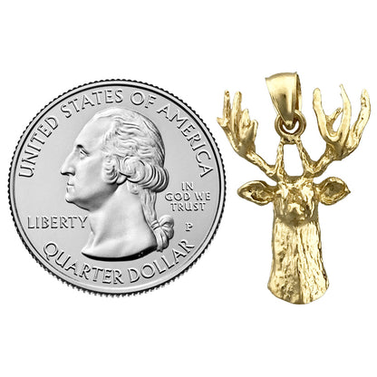 14K Gold Deer Head Pendant