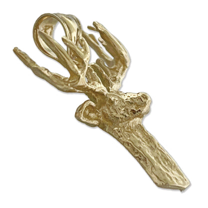 14K Gold Deer Head Pendant