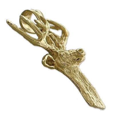 14K Gold Neck High Deer Head Pendant