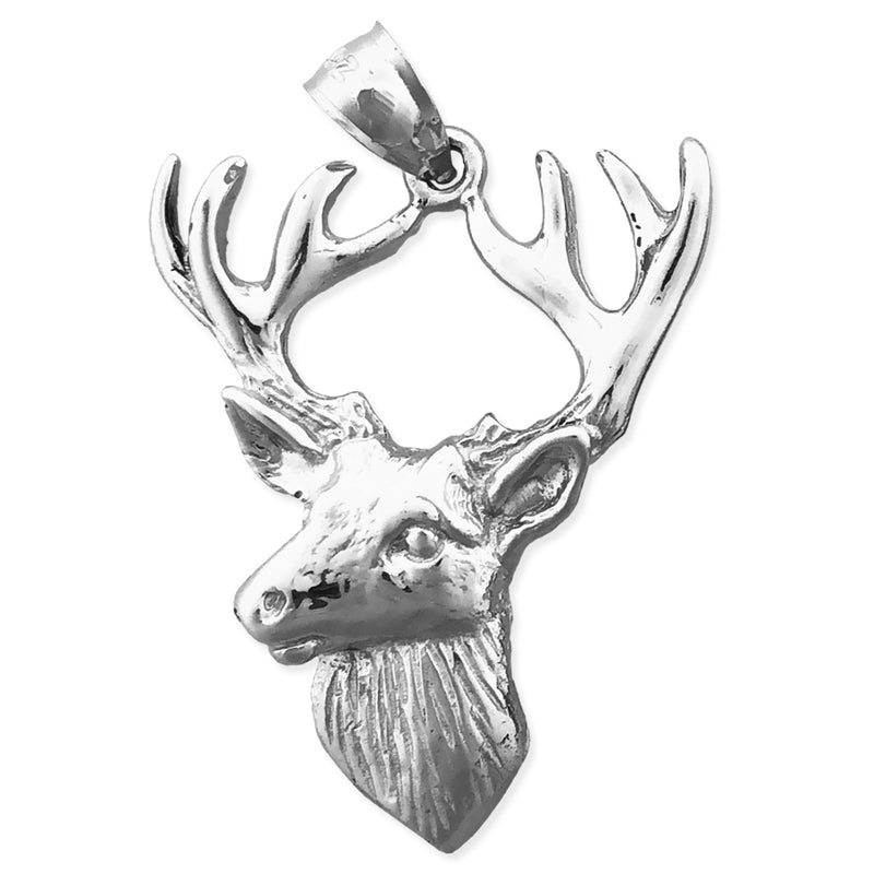 14K Gold Deer Head with Antlers Pendant