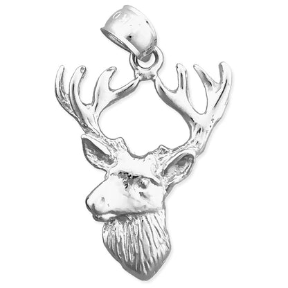 14K Gold 23MM Deer Head with Antlers Pendant