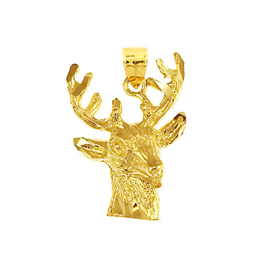 14K Gold Stag Head Charm