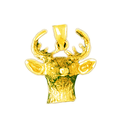 14K Gold Deer Face Pendant
