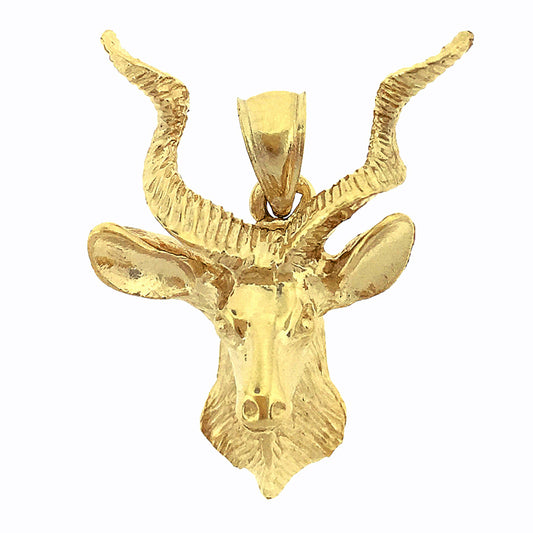 14K Gold Antelope Stag Head Pendant