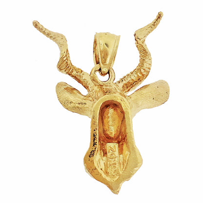 14K Gold Antelope Stag Head Pendant