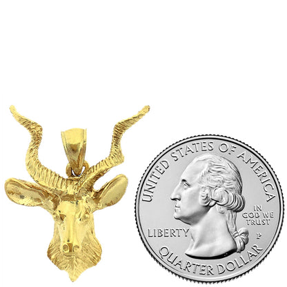 14K Gold Antelope Stag Head Pendant