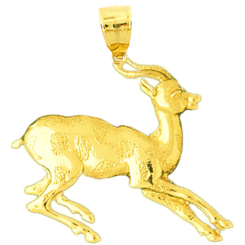 14K Gold 36MM Deer Pendant