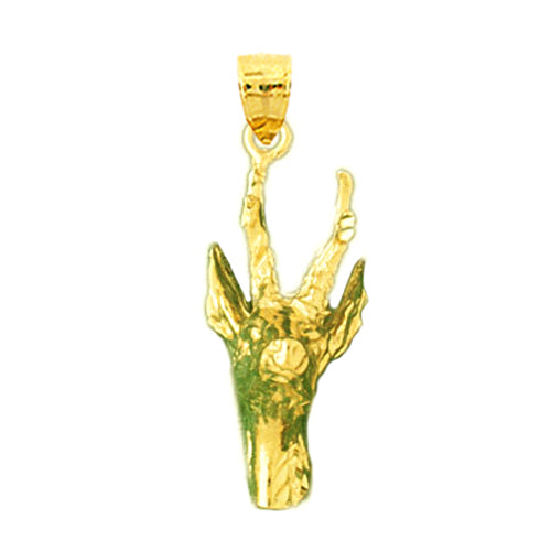 14K Gold Buck Head Pendant