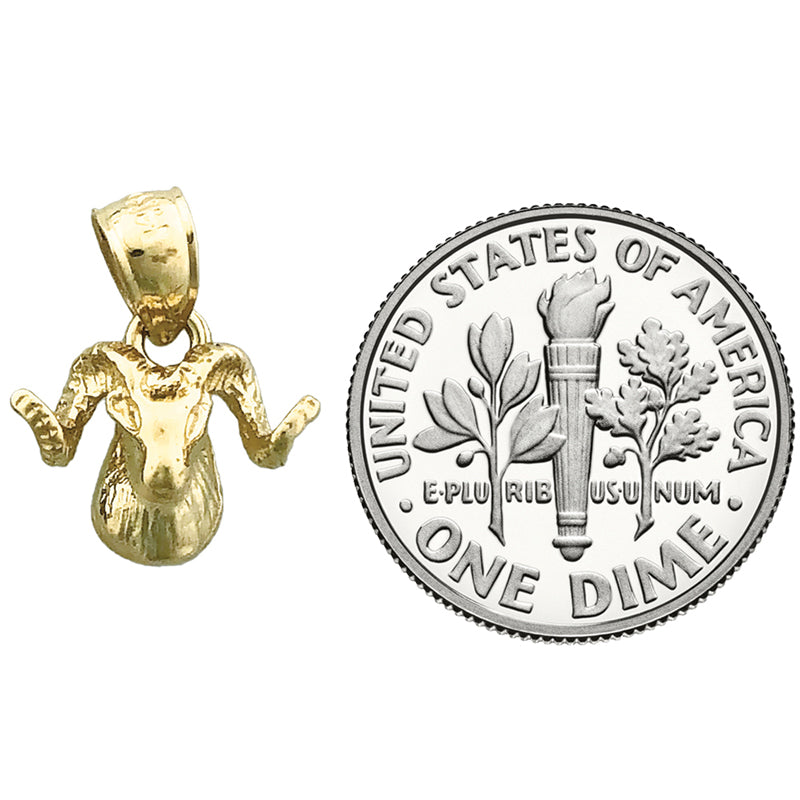 14K Gold Ram Head Charm