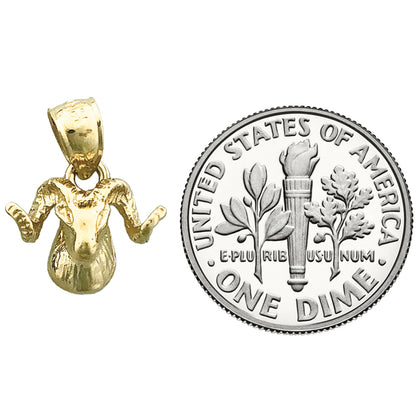 14K Gold Ram Head Charm