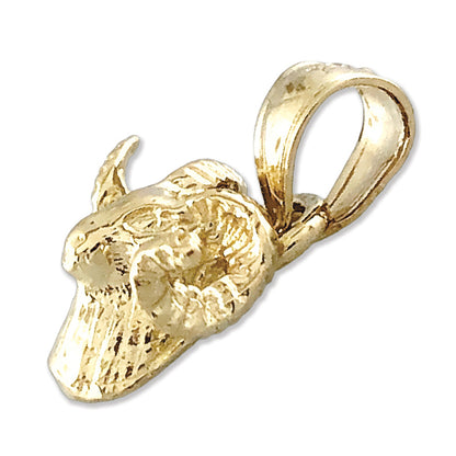 14K Gold Ram Head Charm