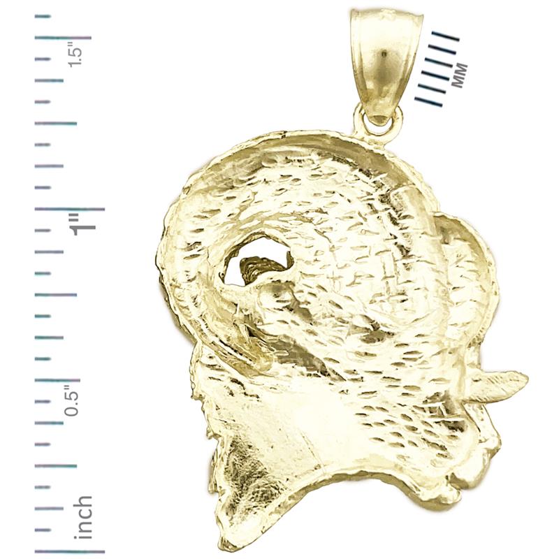 14K Gold 32MM Ram's Head Pendant