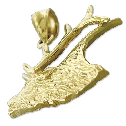 14K Gold Moose Head Pendant