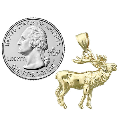 14K Gold 25MM Moose Pendant