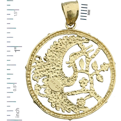 14K Gold Heron Bird Pendant