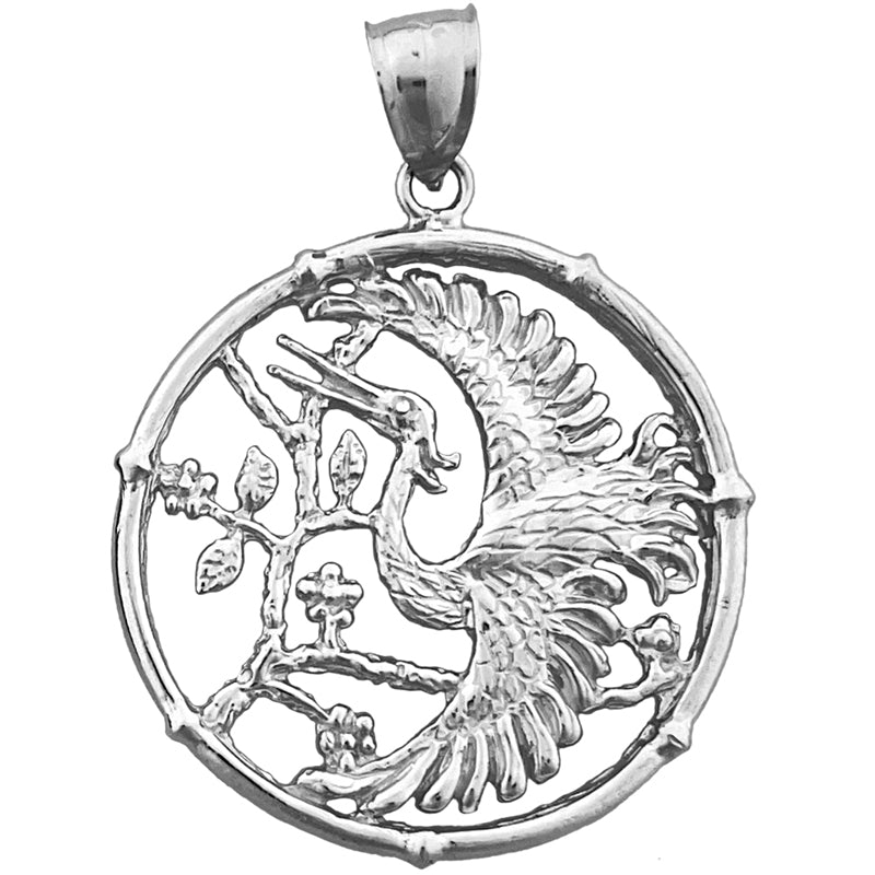 14K Gold Heron Bird Pendant